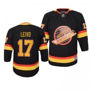 Josh Leivo Vancouver Canucks 2019-20 Flying Skate Premier Black Throwback Jersey - Youth - Sale