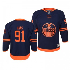 Gaetan Haas Edmonton Oilers 2019-20 Premier Navy Alternate Jersey - Youth - Sale
