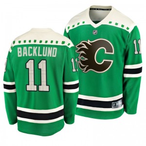 Flames Mikael Backlund 2020 St. Patrick's Day Replica Player Green Jersey - Sale