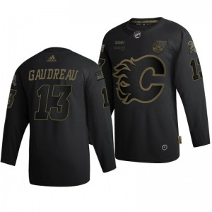 2020 Salute To Service Flames Johnny Gaudreau Black Authentic Jersey - Sale