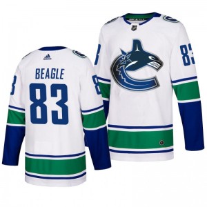 Jay Beagle Canucks Authentic adidas Away White Jersey - Sale