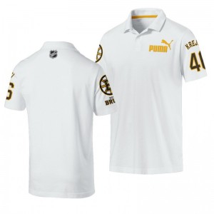 David Krejci Bruins Name and Number Essentials White Polo Shirt - Sale