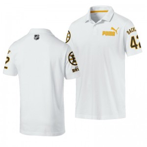 David Backes Bruins Name and Number Essentials White Polo Shirt - Sale