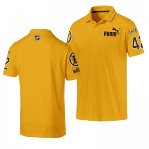 David Backes Bruins Name and Number Essentials Yellow Polo Shirt - Sale