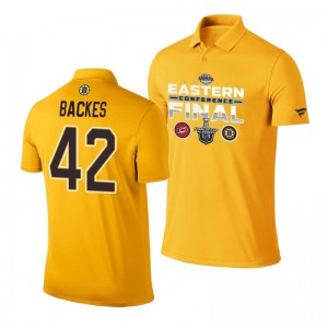 David Backes Bruins 2019 Stanley Cup Eastern Conference Finals Matchup Gold Polo Shirt - Sale