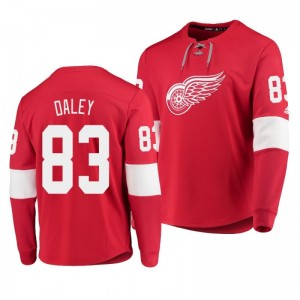 Red Wings Trevor Daley Red Adidas Platinum Long Sleeve Jersey T-Shirt - Sale