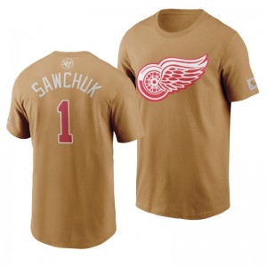 Red Wings Terry Sawchuk Brown Carhartt X 47 Branded T-Shirt - Sale
