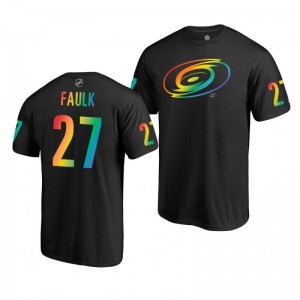 Justin Faulk Hurricanes 2019 Rainbow Pride Name and Number LGBT Black T-Shirt - Sale