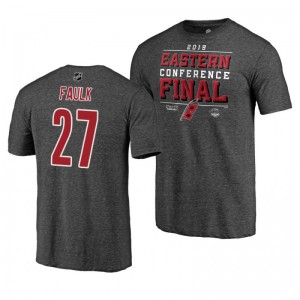 Hurricanes 2019 Stanley Cup Playoffs Justin Faulk Eastern Conference Finals Gray T-Shirt - Sale