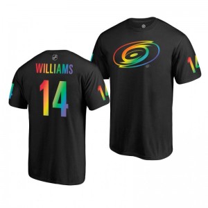 Justin Williams Hurricanes 2019 Rainbow Pride Name and Number LGBT Black T-Shirt - Sale