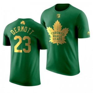 NHL Maple Leafs Travis Dermott 2020 St. Patrick's Day Golden Limited Green T-shirt - Sale