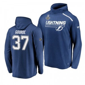 Lightning 2020 Stanley Cup Final Yanni Gourde Blue Authentic Pro Rinkside Transitional Hoodie - Sale