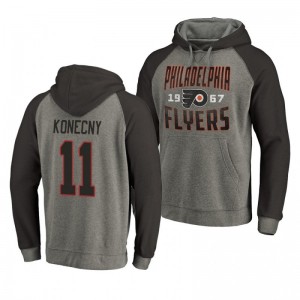 Travis Konecny Flyers Timeless Collection Ash Antique Stack Hoodie - Sale