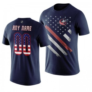 Custom Blue Jackets Navy Independence Day T-Shirt - Sale