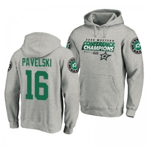 Joe Pavelski Stars 2020 Western Conference Champions Men's Gray Locker Room Hoodie - Sale