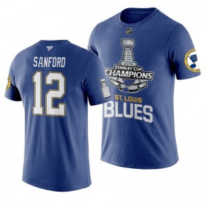 2019 Stanley Cup Champions Blues Zach Sanford Primary Logo T-Shirt - Blue - Sale