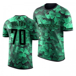 Capitals Braden Holtby St. Patrick's Day Green Lucky Shamrock Adidas T-shirt - Sale