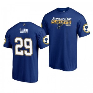 2019 Stanley Cup Playoffs St. Louis Blues Vince Dunn Royal Bound Body Checking T-Shirt - Sale