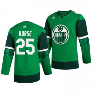 Oilers Darnell Nurse 2020 St. Patrick's Day Authentic Player Green Jersey - Sale