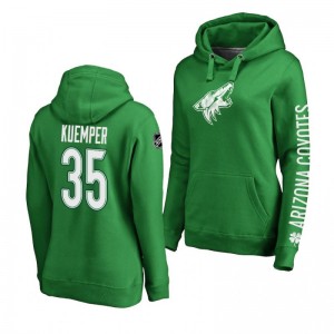 Darcy Kuemper Arizona Coyotes St. Patrick's Day Green Women's Pullover Hoodie - Sale