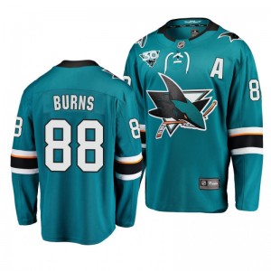 Sharks Brent Burns 2021 Reverse Retro Teal 30th Anniversary Home Jersey - Sale