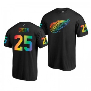 Mike Green Red Wings Black Rainbow Pride Name and Number T-Shirt - Sale
