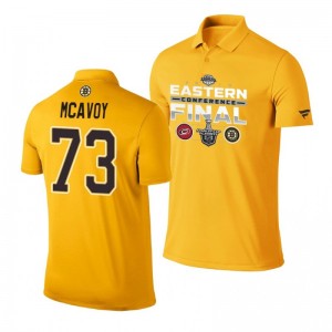 Charlie McAvoy Bruins 2019 Stanley Cup Playoffs Eastern Conference Finals Matchup Gold Polo Shirt - Sale