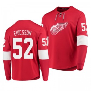 Red Wings Jonathan Ericsson Red Adidas Platinum Long Sleeve Jersey T-Shirt - Sale