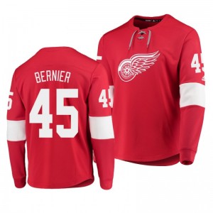 Red Wings Jonathan Bernier Red Adidas Platinum Long Sleeve Jersey T-Shirt - Sale