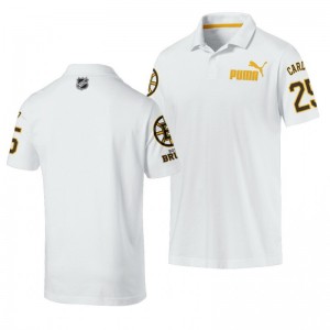 Brandon Carlo Bruins Name and Number Essentials White Polo Shirt - Sale