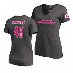 Mother's Day Carolina Hurricanes Jordan Martinook Pink Wordmark V-Neck Heather Gray T-Shirt - Sale
