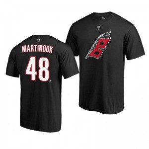 Hurricanes Jordan Martinook Black Alternate Authentic Stack T-Shirt - Sale