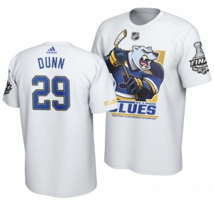 2019 Stanley Cup Final Blues Vince Dunn Cartoon Mascot T-Shirt - White - Sale