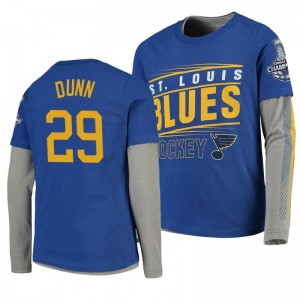 2019 Stanley Cup Champions Blues Royal Long Sleeve Vince Dunn T-Shirt - Sale