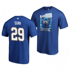 Blues 2019 Stanley Cup Champions Banner Collection Vince Dunn T-Shirt - Royal - Sale