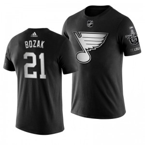 2019 Stanley Cup Playoffs Bound St. Louis Blues Tyler Bozak Black Blocker Men's T-shirt - Sale