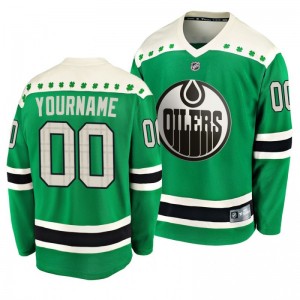 Oilers Custom 2020 St. Patrick's Day Replica Player Green Jersey - Sale