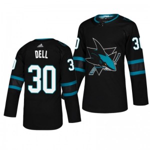 Aaron Dell Sharks Stealth Authentic Pro Alternate Black Jersey - Sale