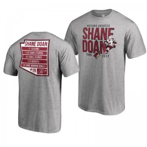 Arizona Coyotes Shane Doan Men's Heather Gray Retirement Stats Fanatics Branded T-Shirt - Sale