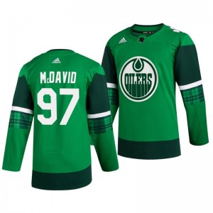 Oilers Connor McDavid 2020 St. Patrick's Day Authentic Player Green Jersey - Sale