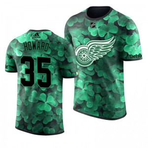 Red Wings Jimmy Howard St. Patrick's Day Green Lucky Shamrock Adidas T-shirt - Sale