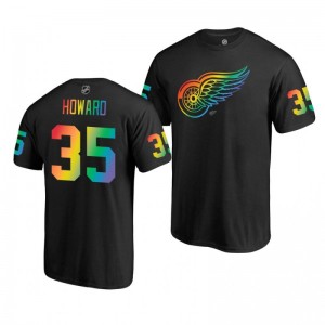 Jimmy Howard Red Wings Black Rainbow Pride Name and Number T-Shirt - Sale