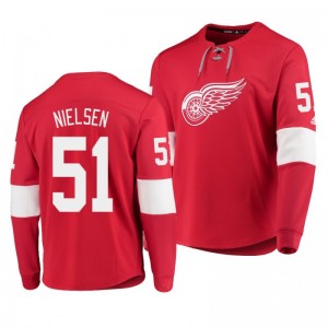 Red Wings Frans Nielsen Red Platinum Long Sleeve Jersey T-Shirt - Sale