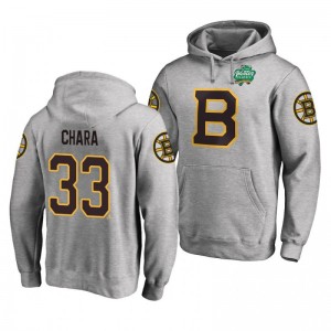 Boston Bruins 2019 Winter Classic Zdeno Chara Heather Gray Fanatics Primary Logo Hoodie - Sale