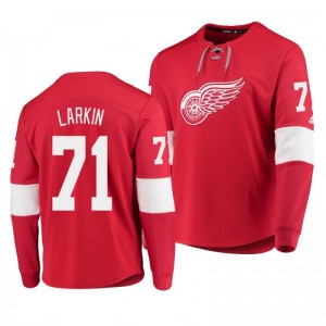 Red Wings Dylan Larkin Red Platinum Long Sleeve Jersey T-Shirt - Sale