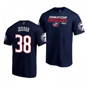 Blue Jackets Boone Jenner 2019 Stanley Cup Playoffs Bound Body Checking T-Shirt Navy - Sale