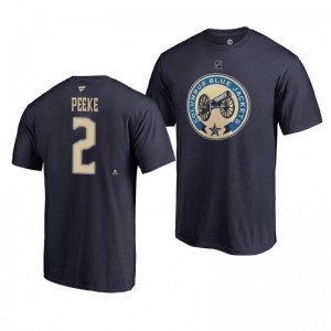 Blue Jackets Andrew Peeke Navy Alternate Authentic Stack T-Shirt - Sale