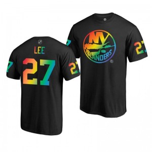 Anders Lee Islanders Black Rainbow Pride Name and Number T-Shirt - Sale