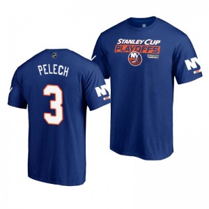 2019 Stanley Cup Playoffs New York Islanders Adam Pelech Royal Bound Body Checking T-Shirt - Sale
