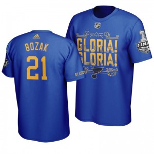 Tyler Bozak Blues Navy Stanley Cup Final Gloria T-Shirt - Sale